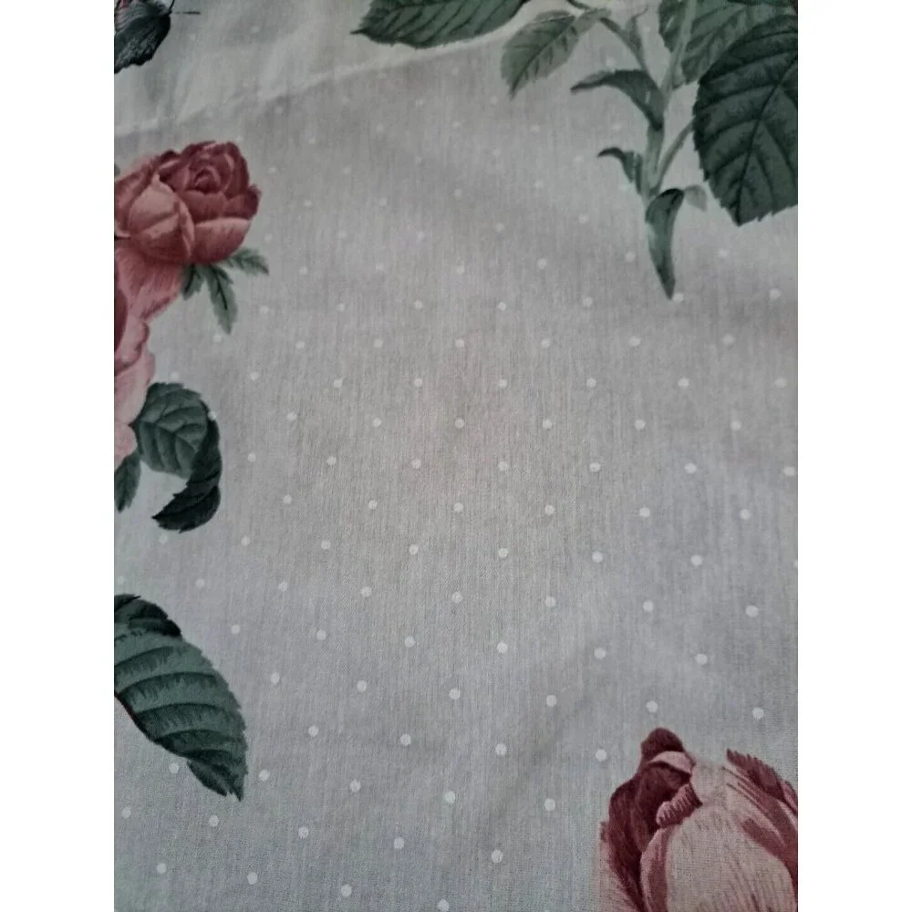 Westpoint Curtain Panel Pink Roses Swiss Dot Angled Cottage Shabby Chic 56x48